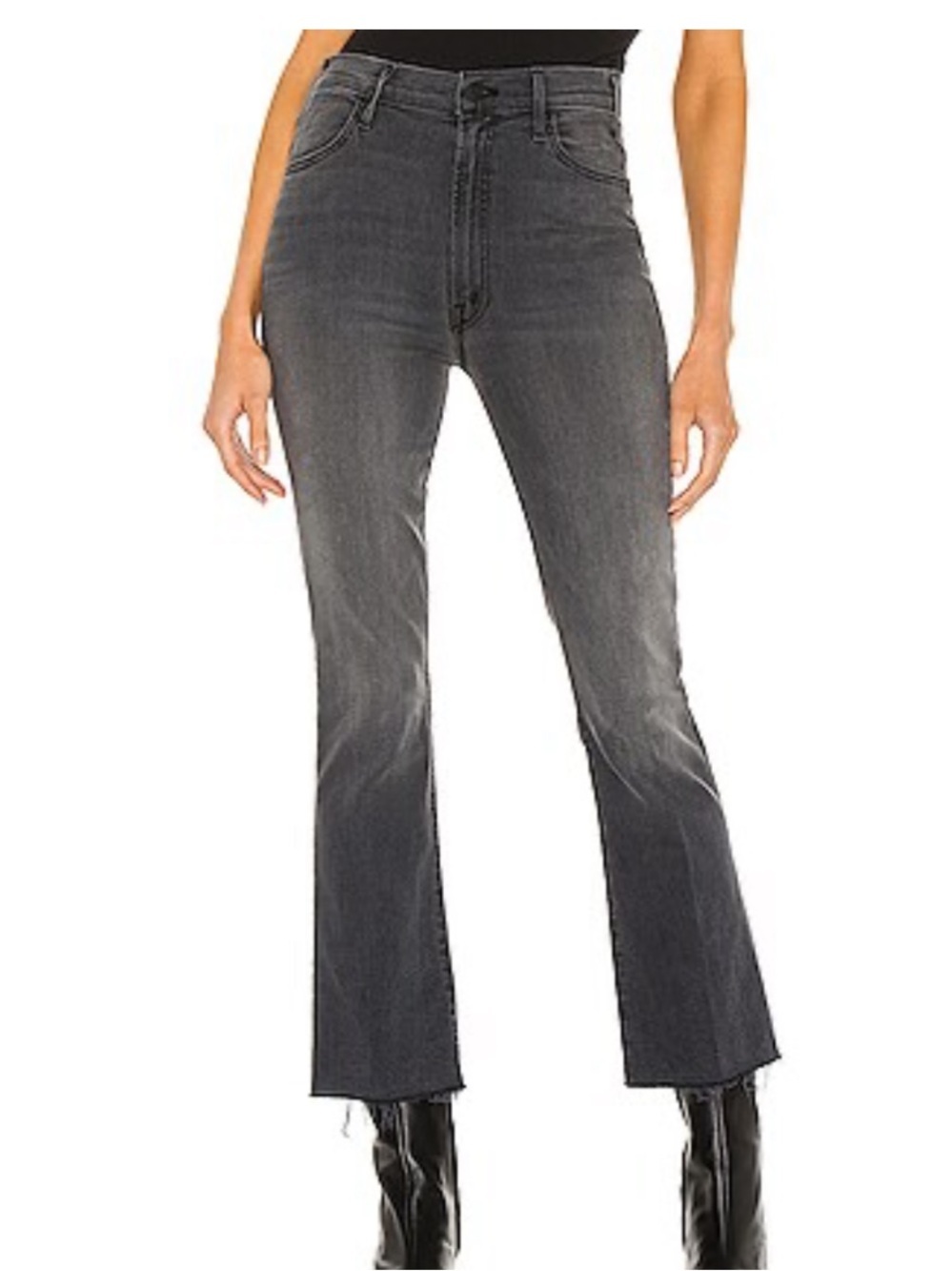 Mother The Hustler Ankle Fray in Lighting Up Lanterns Black Grey Size 28